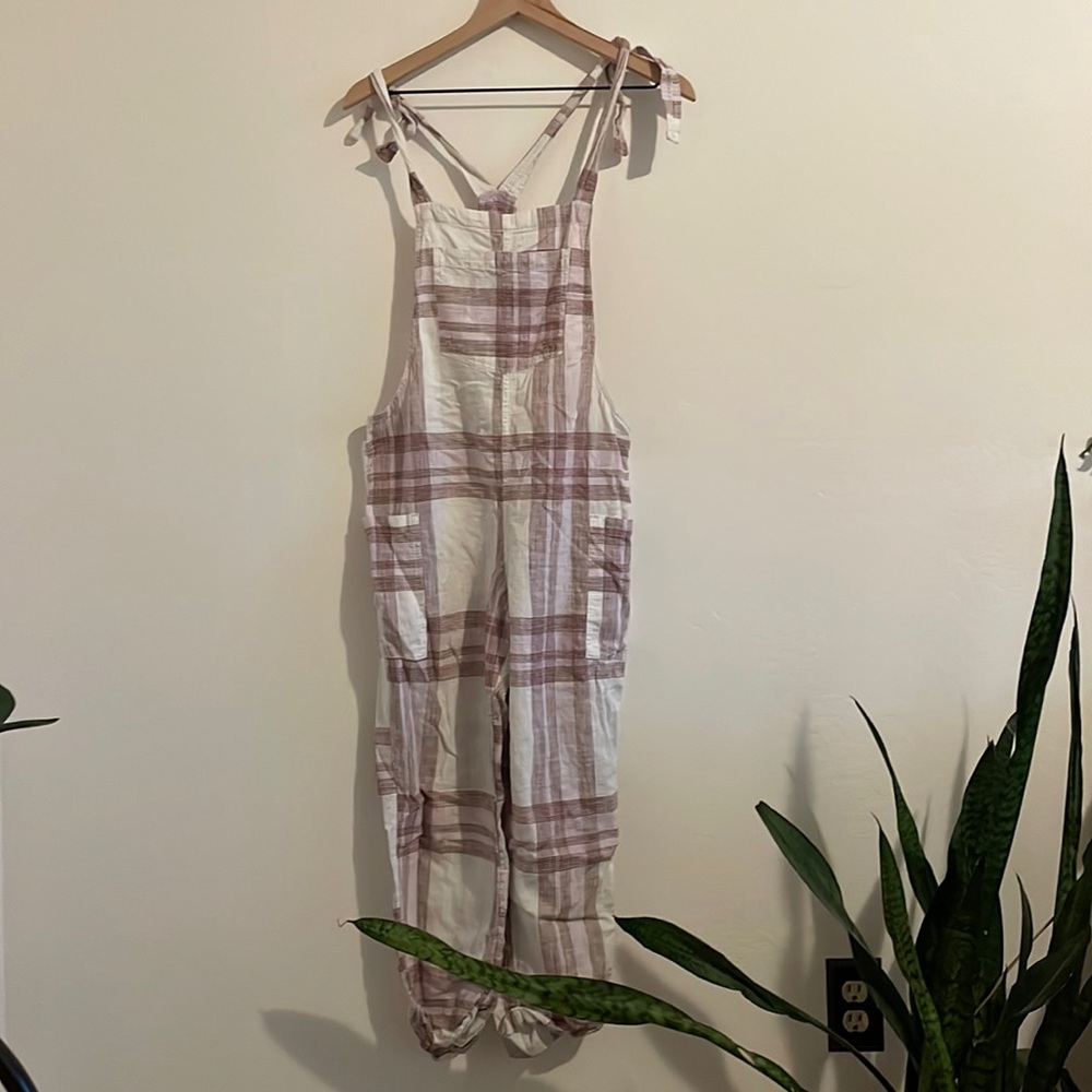 Aerie Soft plaid overall jumpsuit